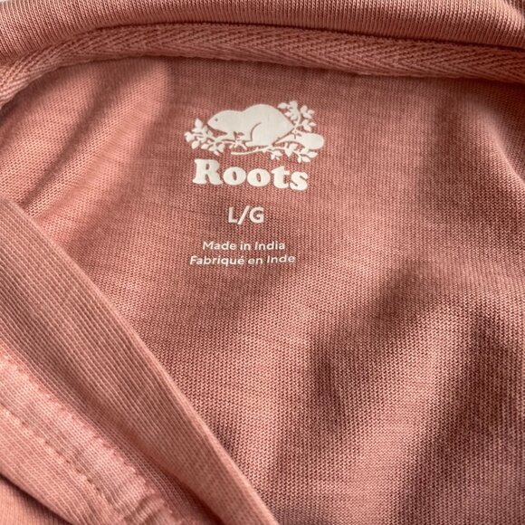 Roots Canada Hoodie Oversized Pullover Sweatshirt Organic Cotton Light Pink - Picture 3 of 11